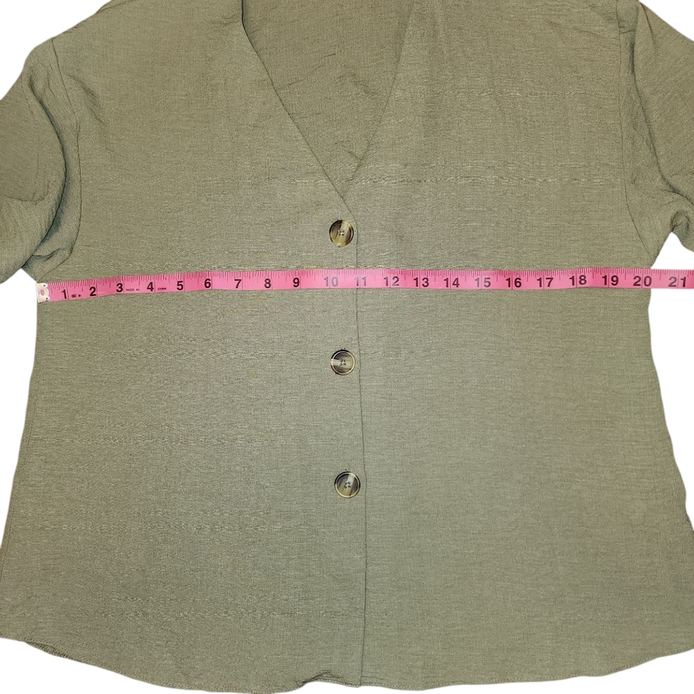 Sainsbury Olive Green V-neck Half Sleeve Blouse Size 10 - Picture 6 of 11
